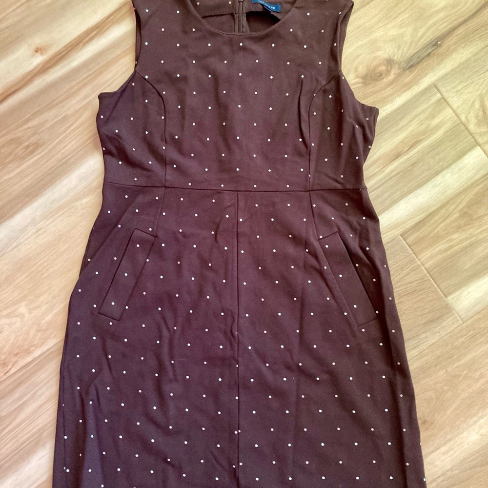 Lands' End Brown Polka Dot Midi Dress